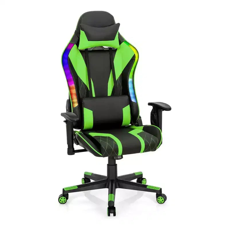 Chaise de jeu réglable pivotante pour ordinateur avec lumières LED dynamiques