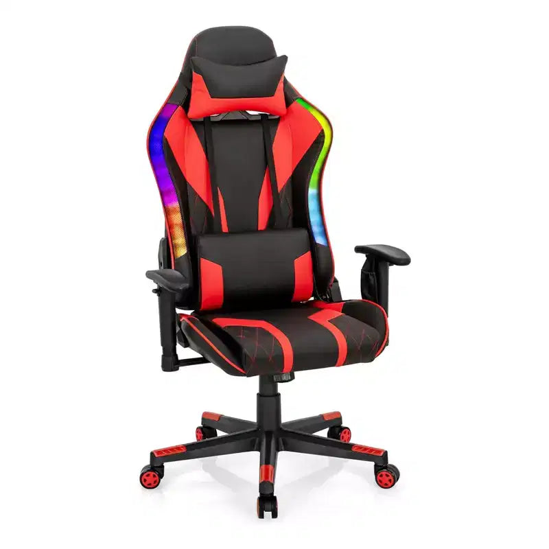 Chaise de jeu réglable pivotante pour ordinateur avec lumières LED dynamiques