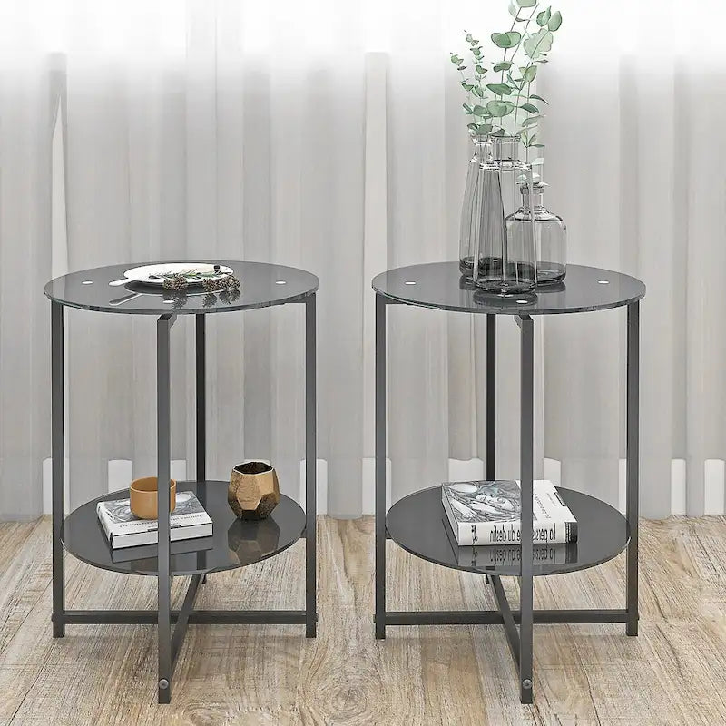 Table d'appoint en verre trempé, Table basse ronde