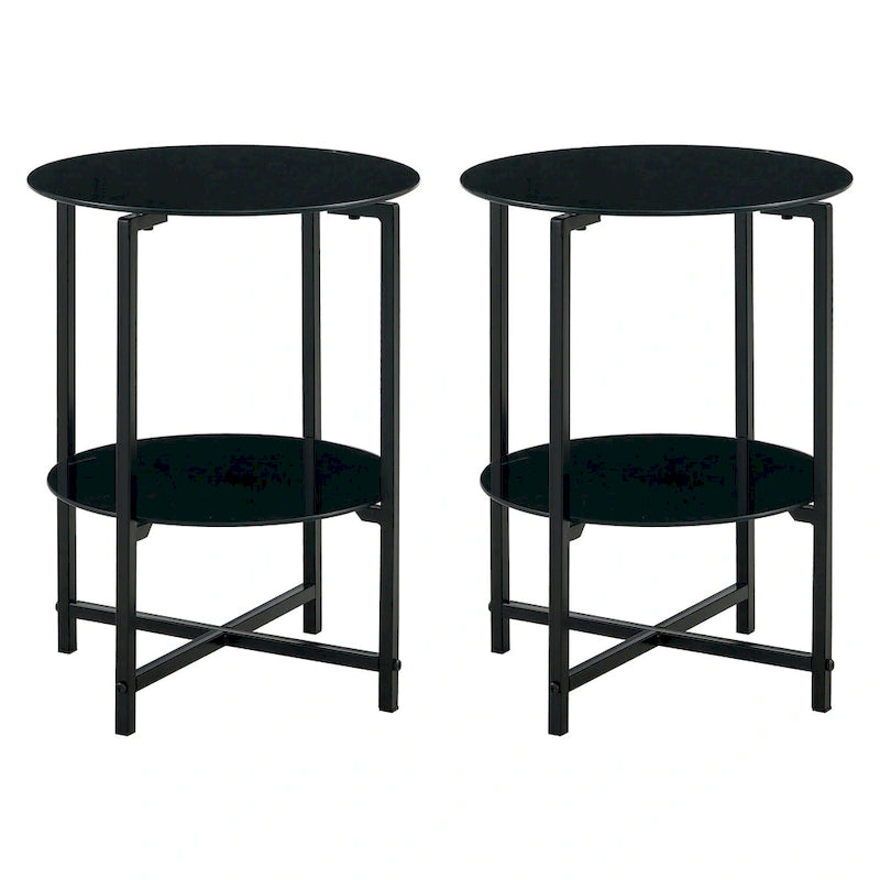 Table d'appoint en verre trempé, Table basse ronde