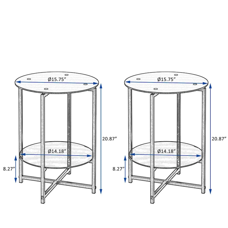 Table d'appoint en verre trempé, Table basse ronde