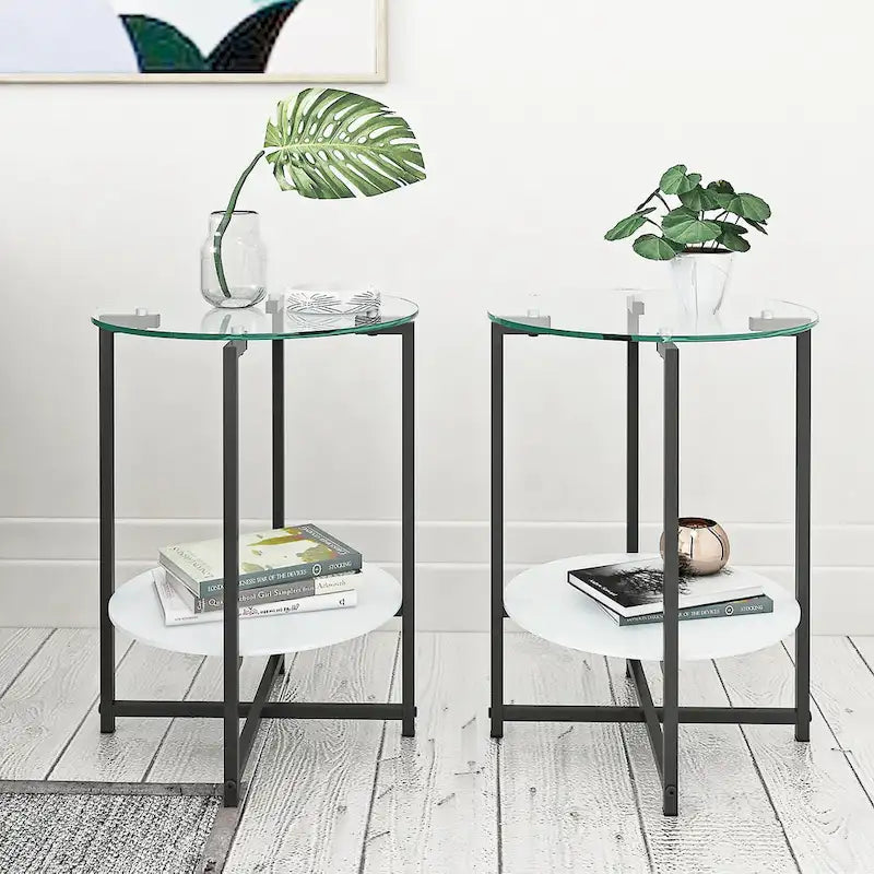 Table d'appoint en verre trempé, Table basse ronde