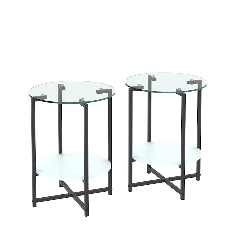 Table d'appoint en verre trempé, Table basse ronde