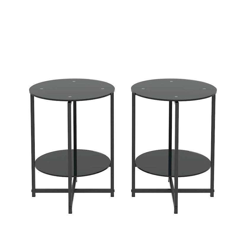 Table d'appoint en verre trempé, Table basse ronde