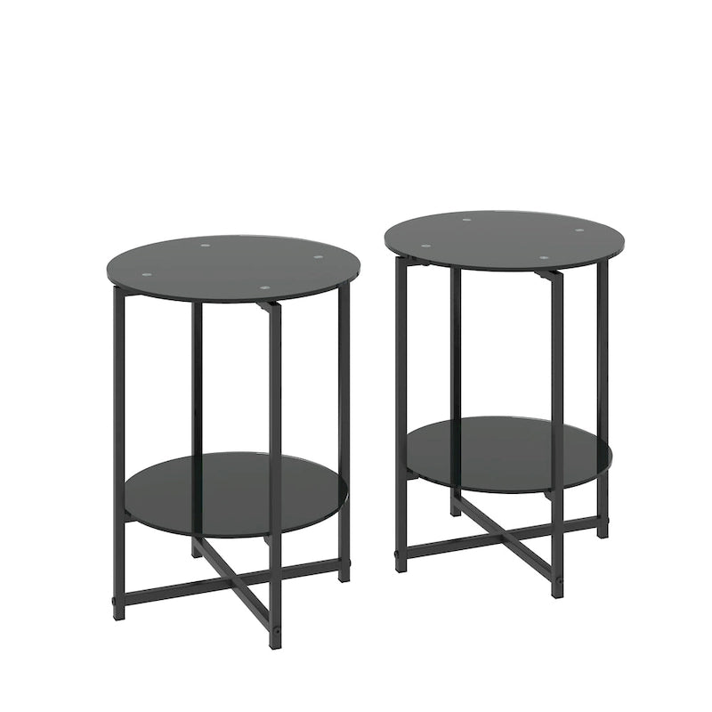 Table d'appoint en verre trempé, Table basse ronde