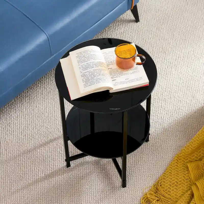 Table d'appoint en verre trempé, Table basse ronde