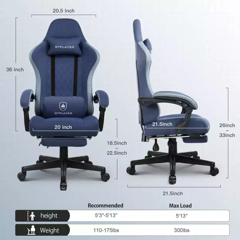 Chaise de Bureau Gaming en Tissu