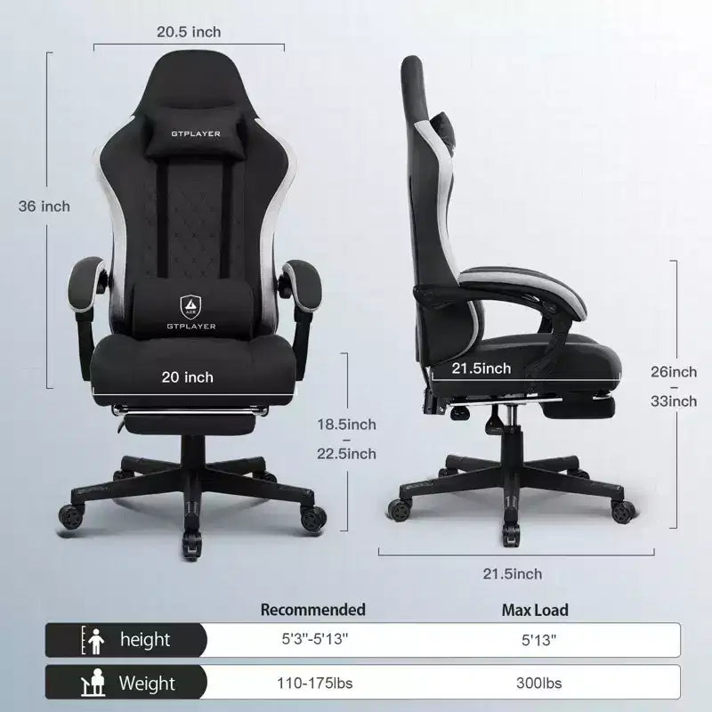 Chaise de Bureau Gaming en Tissu