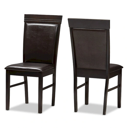 Chaise de salle à manger contemporaine en similicuir marron foncé