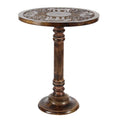 Table d'appoint en bois de manguier, sculptée à la main de motifs éléphant ou floral