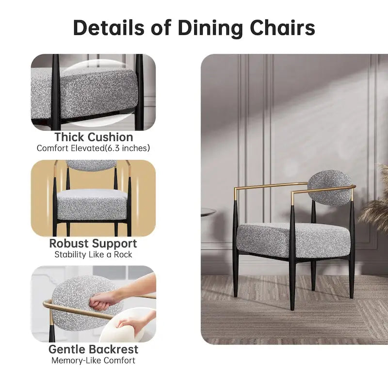 Chaise de salle à manger Boucle Chaise de salon Cadre métallique élégant