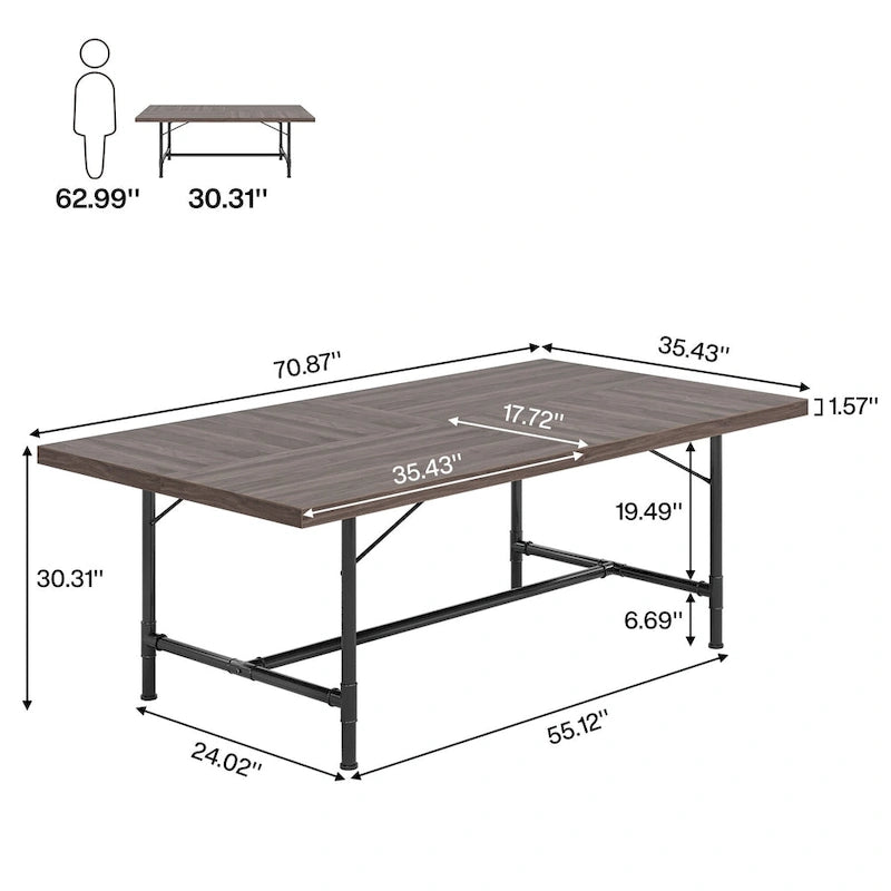 Table de salle à manger rectangulaire rustique