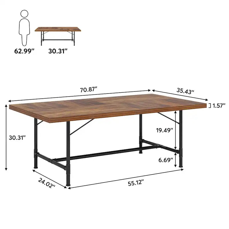 Table de salle à manger rectangulaire rustique