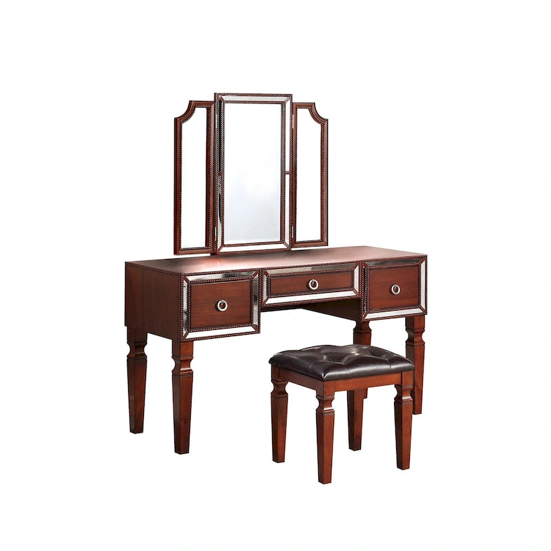 Meuble-lavabo en tissu et bois avec tabouret