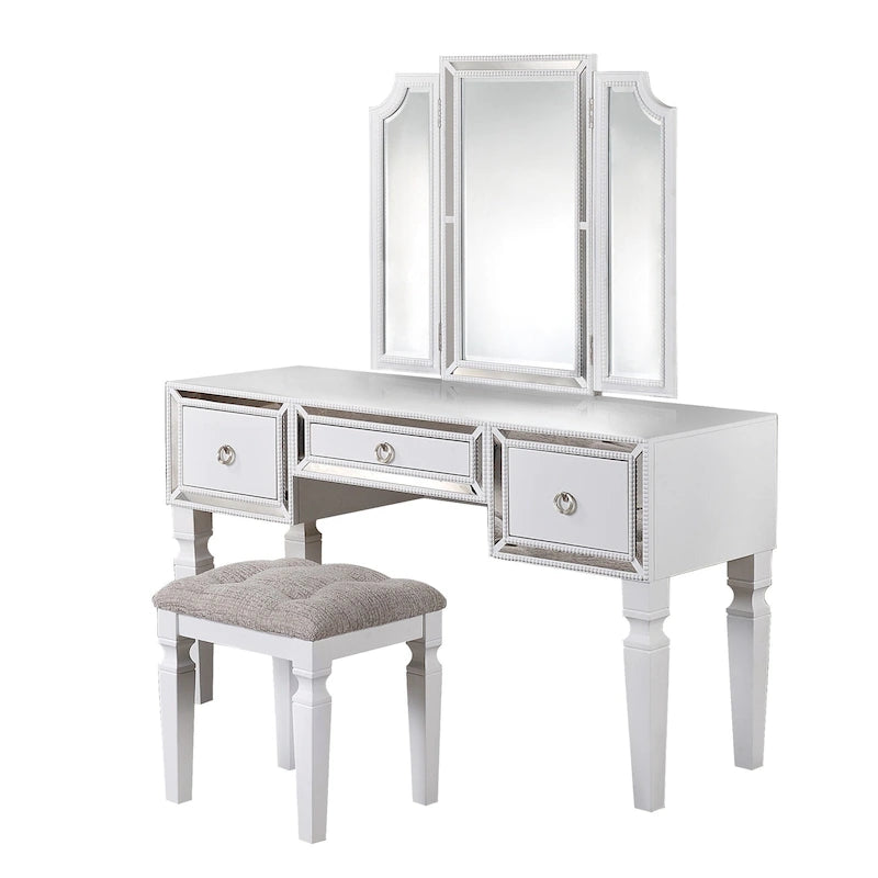 Meuble-lavabo en tissu et bois avec tabouret