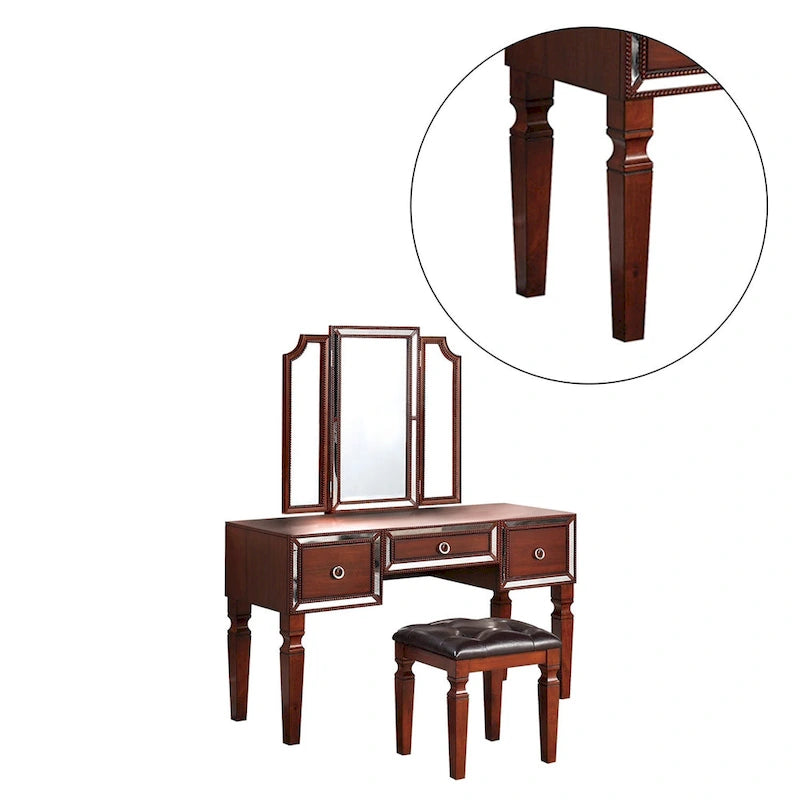 Meuble-lavabo en tissu et bois avec tabouret
