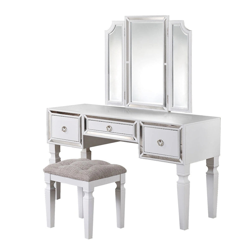Meuble-lavabo en tissu et bois avec tabouret