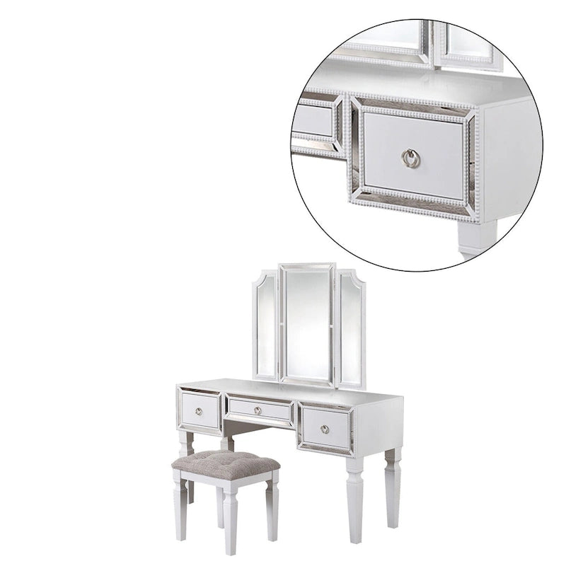 Meuble-lavabo en tissu et bois avec tabouret