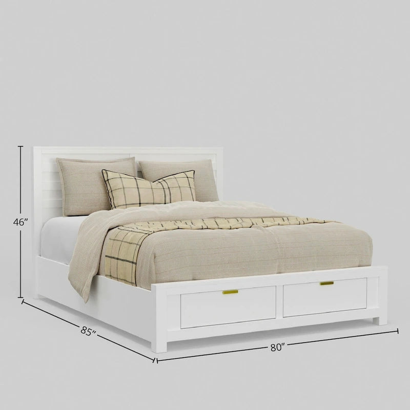 Lit King Size (California King) à rangement, blanc