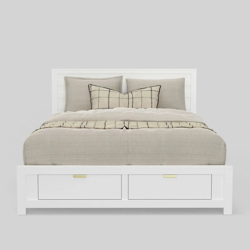 Lit King Size (California King) à rangement, blanc