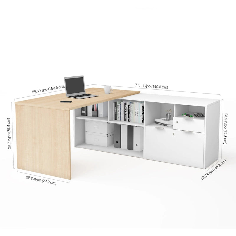 Bureau d'angle à 2 tiroirs