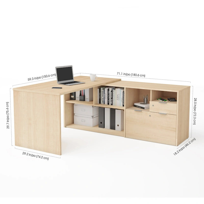 Bureau d'angle à 2 tiroirs