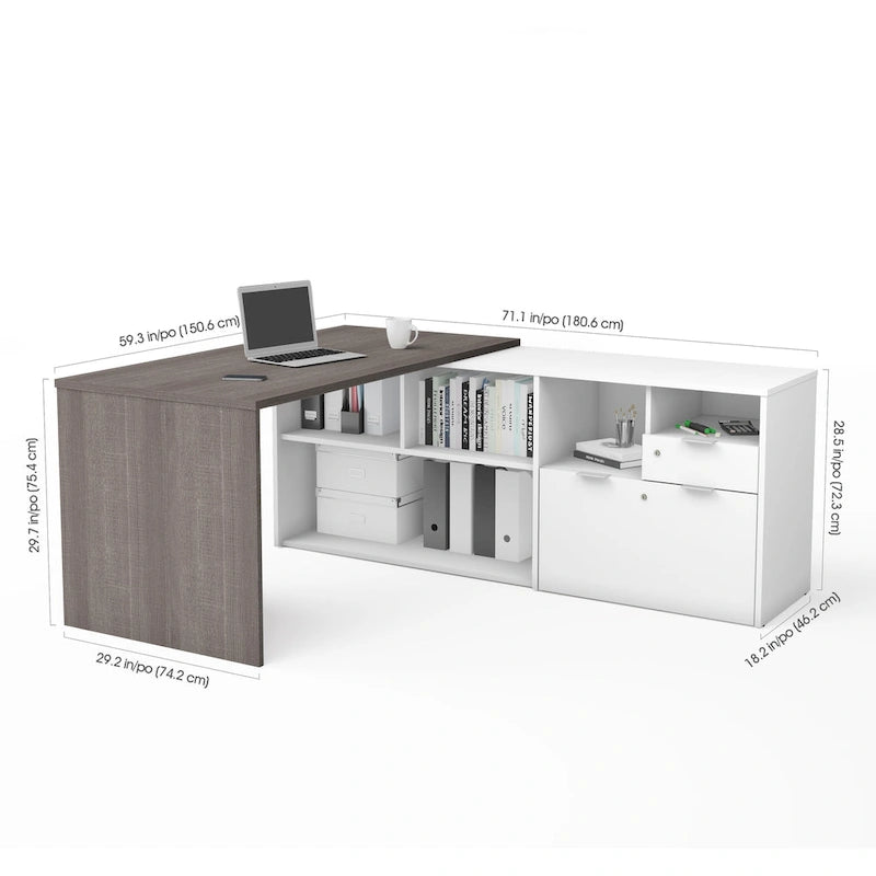 Bureau d'angle à 2 tiroirs