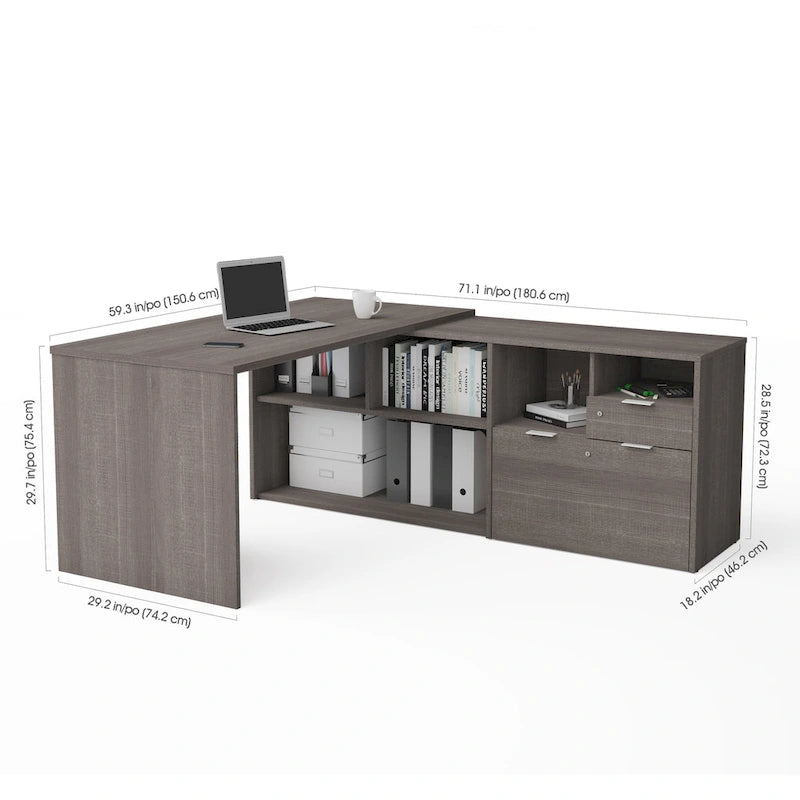 Bureau d'angle à 2 tiroirs
