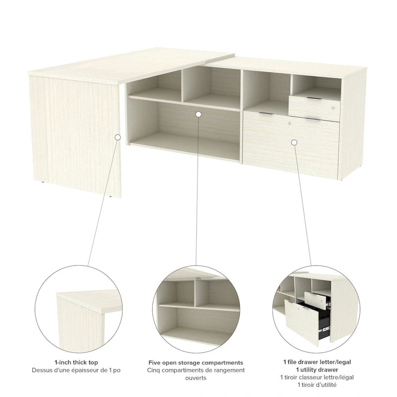 Bureau d'angle à 2 tiroirs