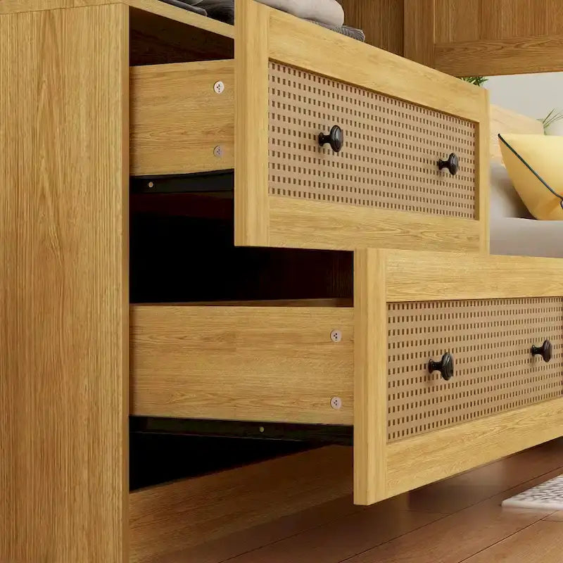Armoire-penderie en bois avec tringle et tiroirs