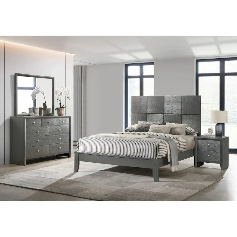 Chambre à coucher en panneaux gris acier