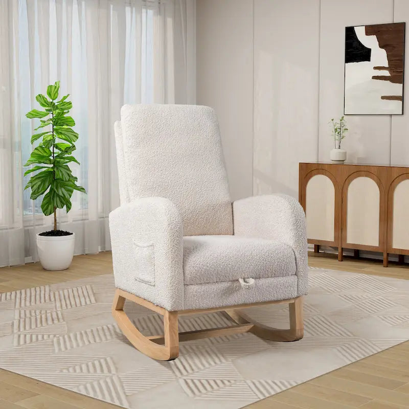 Fauteuil à bascule à dossier haut avec repose-pieds rétractable