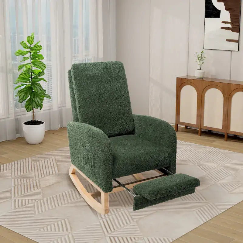 Fauteuil à bascule à dossier haut avec repose-pieds rétractable