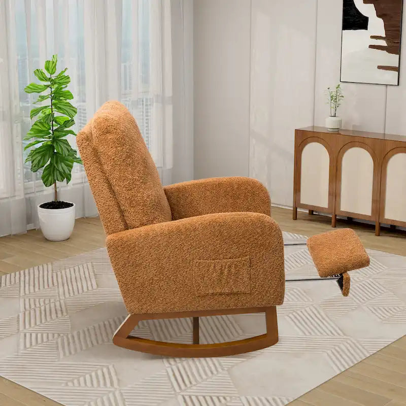 Fauteuil à bascule à dossier haut avec repose-pieds rétractable
