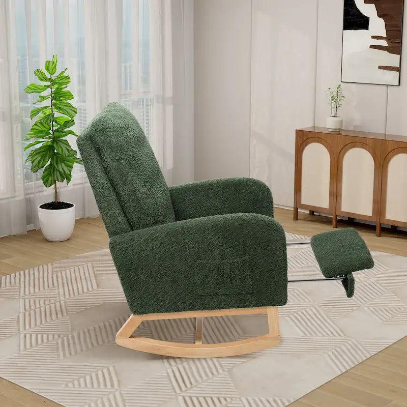 Fauteuil à bascule à dossier haut avec repose-pieds rétractable