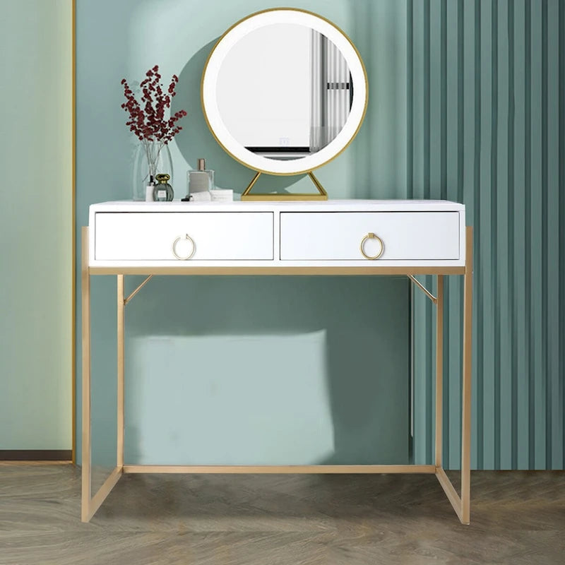 Bureau d'ordinateur moderne blanc et or Table de travail de maquillage