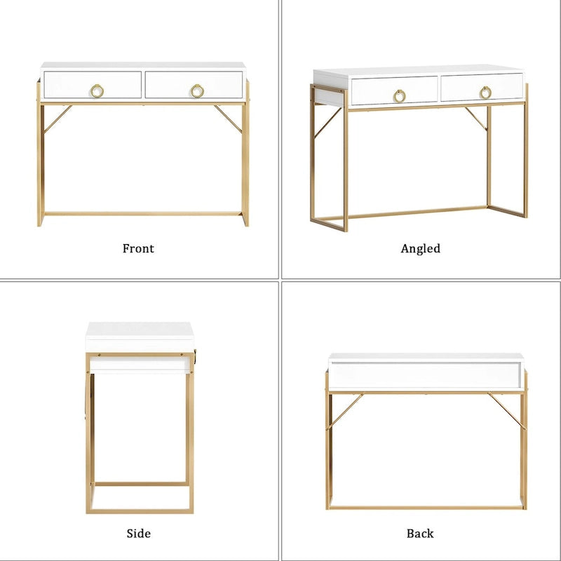 Bureau d'ordinateur moderne blanc et or Table de travail de maquillage