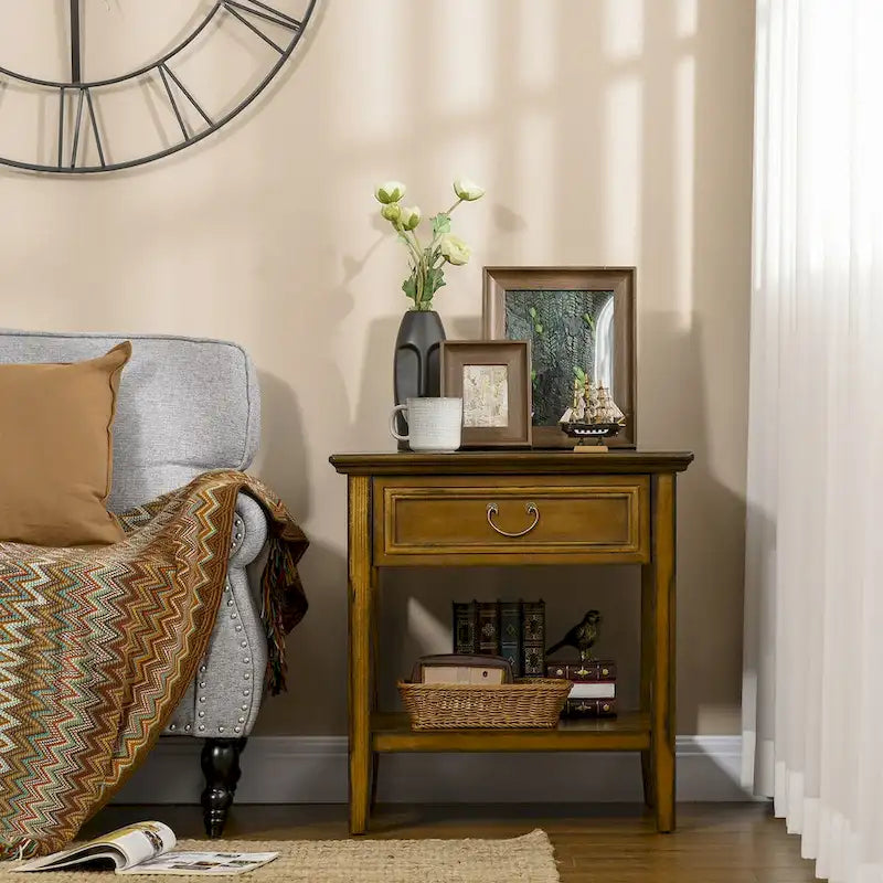 Table d'appoint avec rangement, Table de chevet vintage