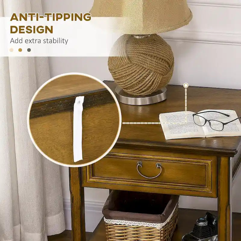 Table d'appoint avec rangement, Table de chevet vintage