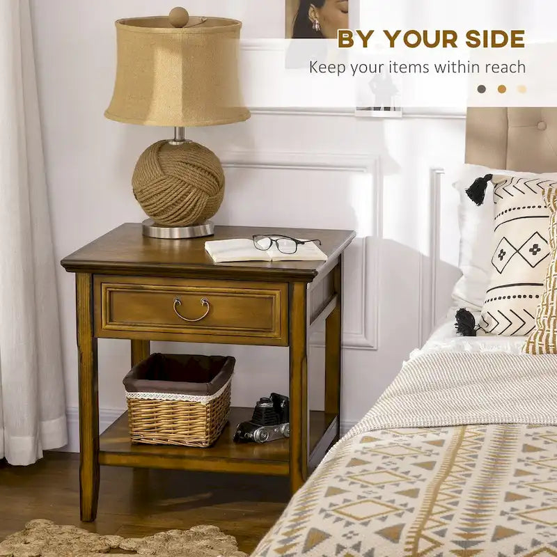 Table d'appoint avec rangement, Table de chevet vintage