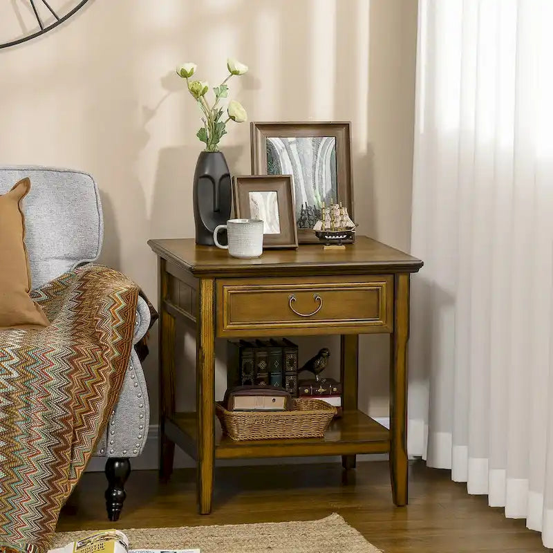 Table d'appoint avec rangement, Table de chevet vintage