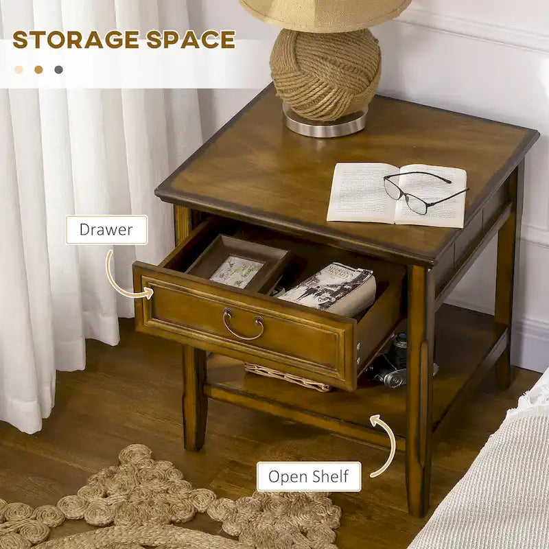 Table d'appoint avec rangement, Table de chevet vintage