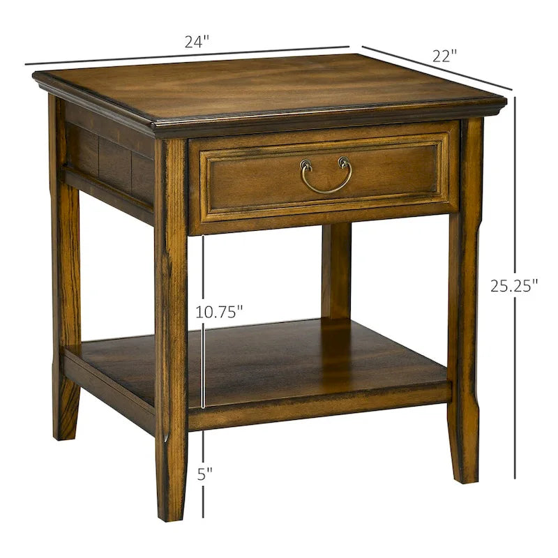 Table d'appoint avec rangement, Table de chevet vintage