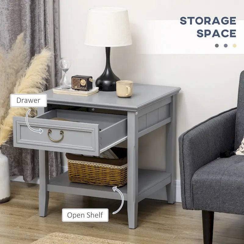 Table d'appoint avec rangement, Table de chevet vintage