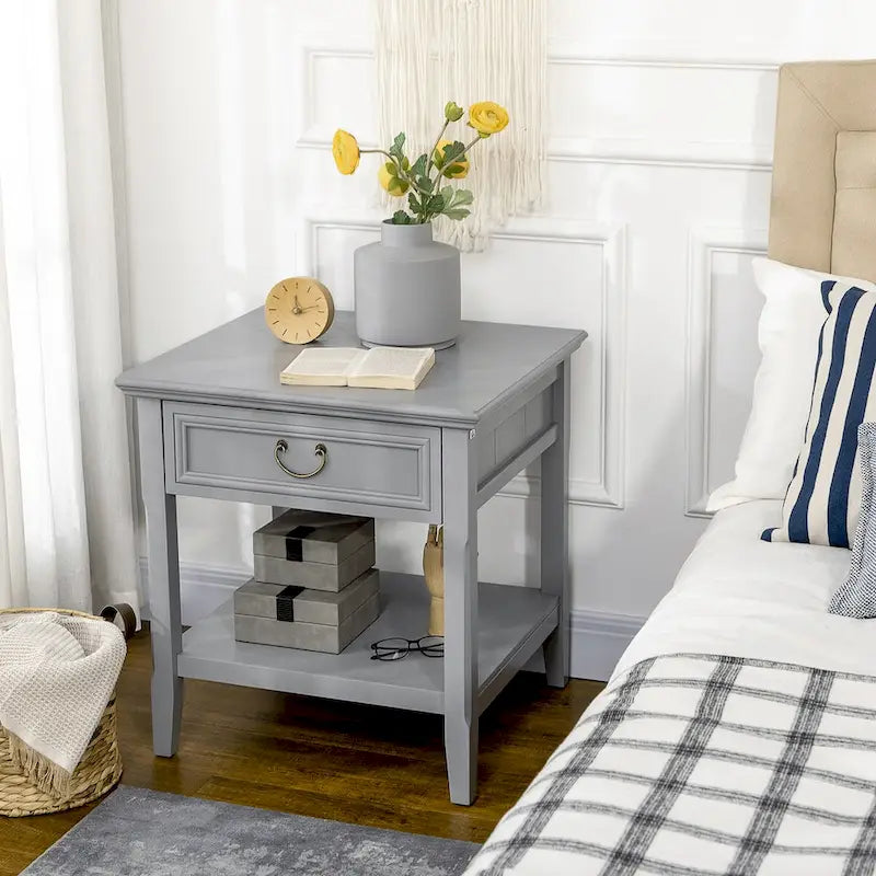 Table d'appoint avec rangement, Table de chevet vintage