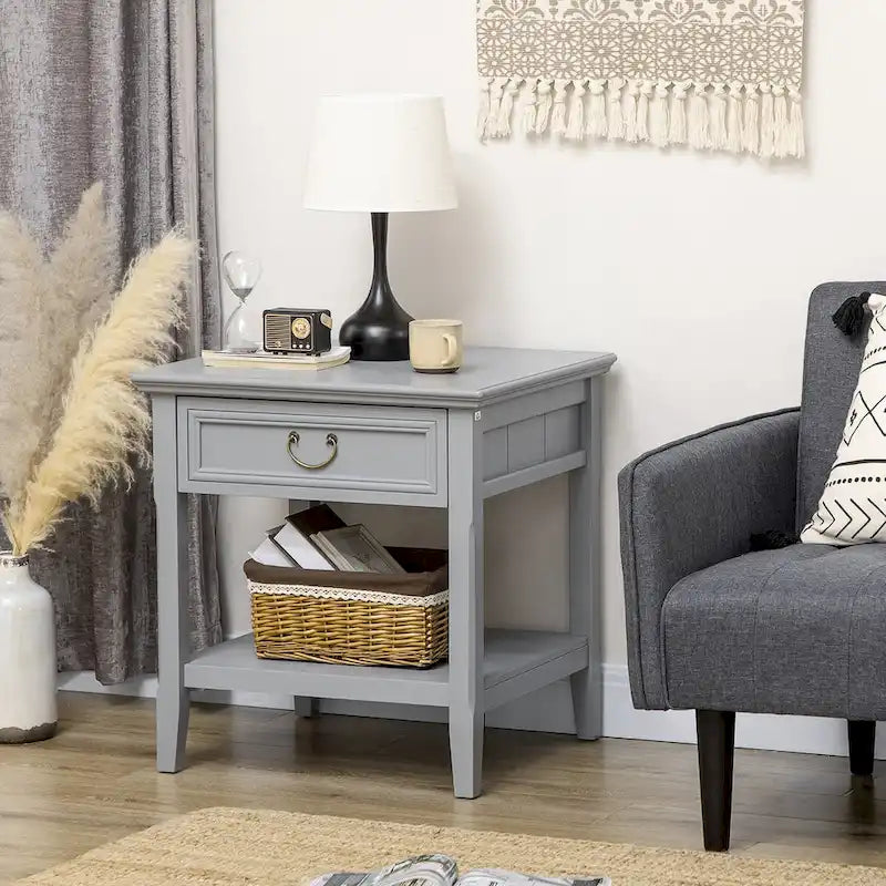 Table d'appoint avec rangement, Table de chevet vintage