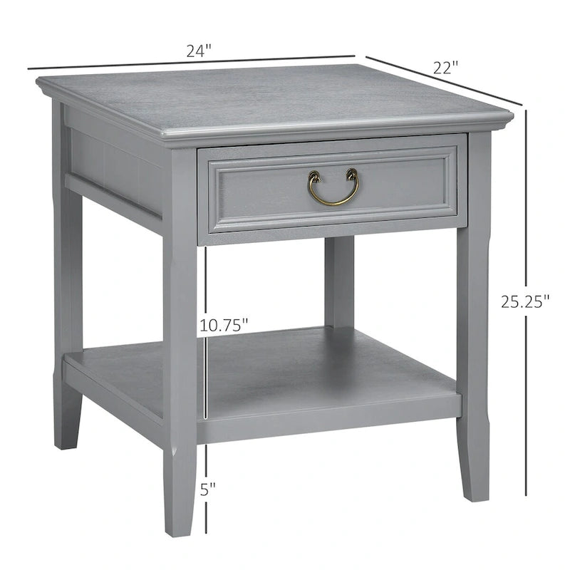 Table d'appoint avec rangement, Table de chevet vintage