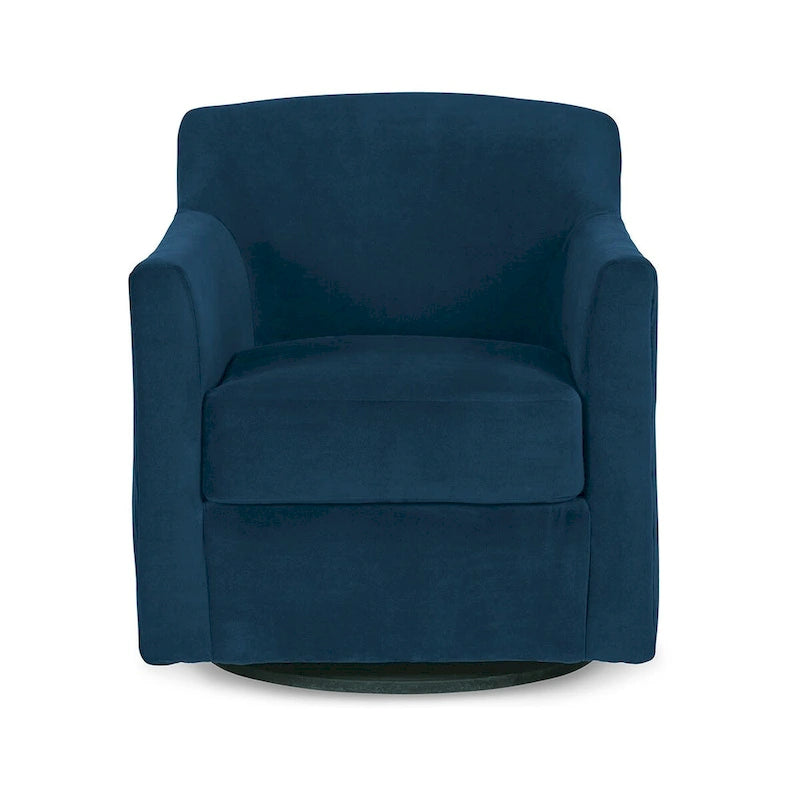 Fauteuil d'appoint pivotant, velours bleu, accoudoirs de style « Shelter »