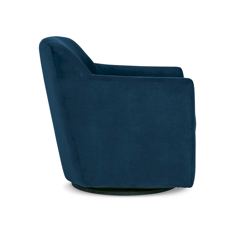 Fauteuil d'appoint pivotant, velours bleu, accoudoirs de style « Shelter »