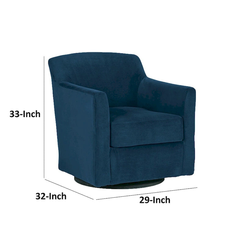 Fauteuil d'appoint pivotant, velours bleu, accoudoirs de style « Shelter »